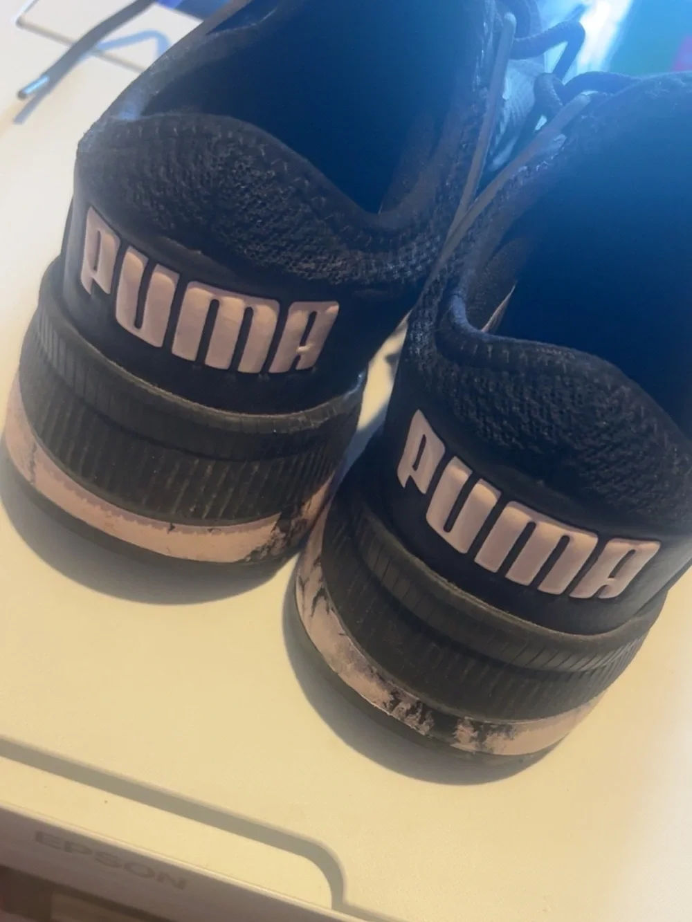 Puma Black Sneakers with Pink Brand Detail